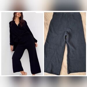 Free People Beach Waffle Knit Wide-Leg Pants Medium Hailee